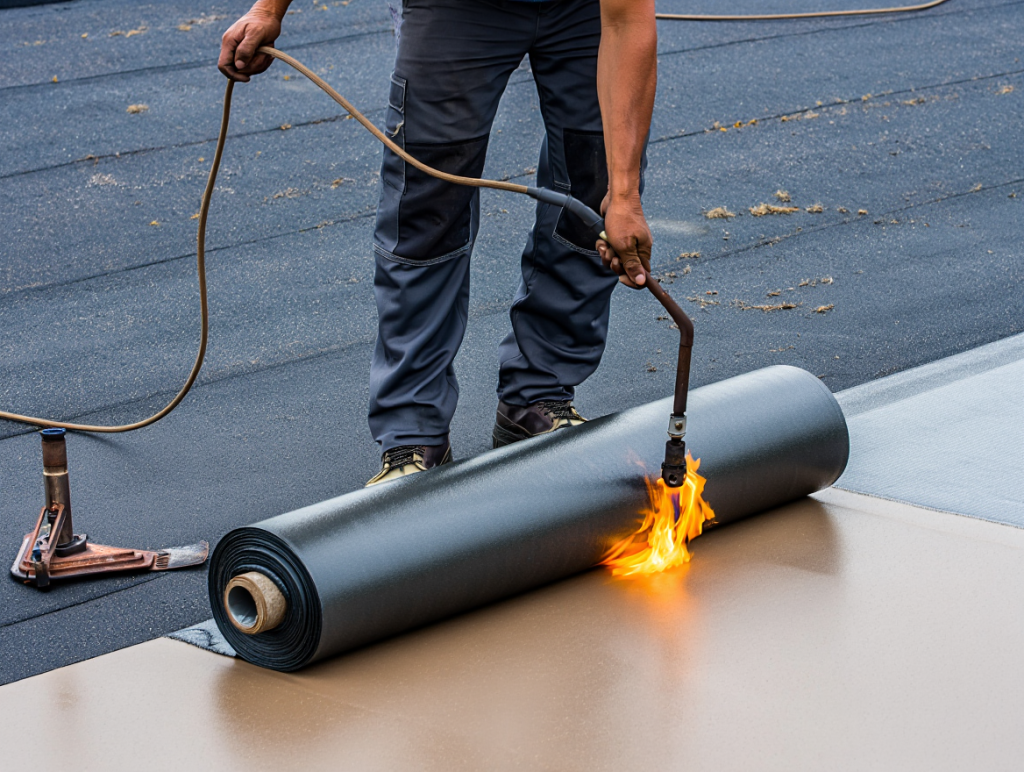 Toiture-terrasse accessible avec membrane étanche installée par MINUTENERGY
